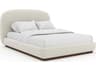 Botero Retro Walnut White Wood Upholstered Queen Platform Bed