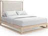 Classic Pinstripe Oak Wood Queen Platform Bed