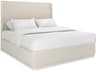 Classic Matte Pearl Beige Birch Wood Upholstered Queen Platform Bed