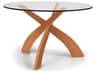 Entwine Round Glass Top Dining Table 48 Inch Solid Wood Base