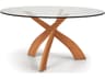 Round Dining Table Entwine 60 Inch Glass Top Solid Wood Base