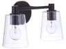 Emilio 2-Light Flat Black Glass Vanity Light