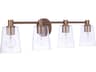 Emilio 4-Light Satin Brass Glass Vanity Light