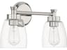 Henning 2-Light Polished Nickel Glass Vanity Light