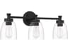 Henning 3-Light Flat Black Glass Vanity Light