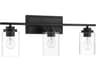 Clark 3-Light Flat Black Vanity Light