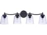 Tyler 4-Light Flat Black Glass Vanity Light