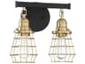 Thatcher 2-Light Flat Black Satin Brass Vanity Light