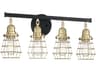 Thatcher 4-Light Flat Black Satin Brass Vanity Light