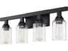 Chicago 4-Light Flat Black Glass Vanity Light