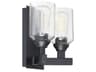 Chicago 2-Light Flat Black Glass Vanity Light