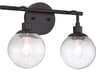 Que 2-Light Flat Black Glass Vanity Light