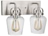 Trystan 2-Light Brushed Polished Nickel Glass Vanity Light