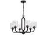 Collins 6-Light Flat Black Glass Cylinder Chandelier