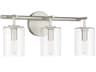 Hailie 3-Light Satin Nickel Glass Vanity Light