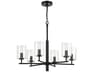 Hailie 6-Light Flat Black Glass Cylinder Chandelier