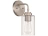 Stowe 1-Light Brushed Polished Nickel Glass Vanity Light