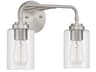 Stowe 2-Light Brushed Polished Nickel Glass Vanity Light