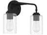 Stowe 2-Light Flat Black Glass Vanity Light