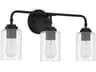 Stowe 3-Light Flat Black Glass Vanity Light
