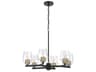 Avante Grand 6-Light Flat Black Satin Brass Glass Chandelier