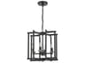 Avante Grand 4-Light Flat Black Satin Brass Glass Pendant