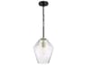 Avante Grand 1-Light Flat Black Satin Brass Mini Pendant