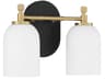 Council 2-Light Flat Black Satin Brass Vanity Light