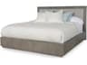 Monarch Brown Oak Wood Upholstered California King Platform Bed