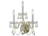 Traditional Crystal 3-Light Polished Brass Glass Wall Sconce
