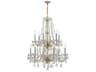Traditional Crystal 12-Light Brass Glass Candelabra Tiered Chandelier