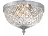 2-Light Brass Crystal Bowl Flush Mount