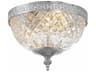 2-Light Brass Crystal Bowl Flush Mount
