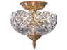 2-Light Olde Brass Crystal Bowl Semi Flush Mount