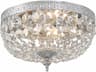 2-Light Brass Crystal Bowl Flush Mount