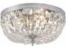 3-Light Chrome Crystal Bowl Flush Mount
