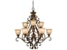 Norwalk 9-Light Bronze Umber Glass Bell Chandelier