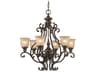 Norwalk 6-Light Bronze Umber Glass Bell Chandelier