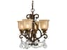 Norwalk 4-Light Bronze Umber Crystal Glass Bell Chandelier
