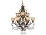 Norwalk 9-Light Bronze Umber Crystal Glass Bell Tiered Chandelier