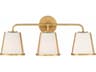 Fulton 3-Light Antique Gold Glass Vanity Light