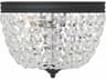 Nola 2-Light Black Forged Crystal Glass Bowl Flush Mount