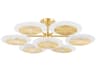 Topaz 7-Light Vintage Polished Brass Glass LED Round Chandelier