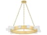 Citrine 12-Light Vintage Brass Glass LED Round Chandelier