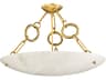 Yadira 6-Light Vintage Brass White Glass Bowl Semi Flush Mount