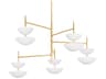 Evander 10-Light Vintage Gold Leaf Gesso White Bowl Chandelier