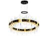Aya Pearl Black Titanium Gold Round Chandelier