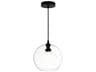 Glass 2-Light Black Globe Mini Pendant