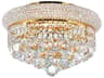 Empire Flush Mount Ceiling Light in Gold with Crystals