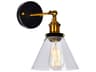 Eustis 1-Light Black Gold Brass Wall Sconce